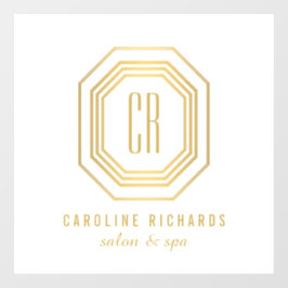 Antiek Art Deco Monogram Gold/Wit Raamsticker