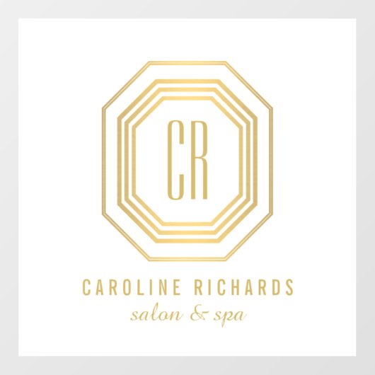 Antiek Art Deco Monogram Gold/Wit Raamsticker (Vel)