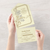 Antiek Art Nouveau bruiloft All In One Uitnodiging (Afscheurbaar)