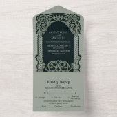 Antiek Art Nouveau bruiloft All In One Uitnodiging (Binnen)