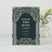 Antiek Art Nouveau bruiloft Save The Date (Staand voorkant)