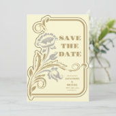 Antiek Art Nouveau bruiloft Save The Date (Staand voorkant)