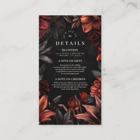 Antiek Art Nouveau Floral Wedding Informatiekaartje (Voorkant)