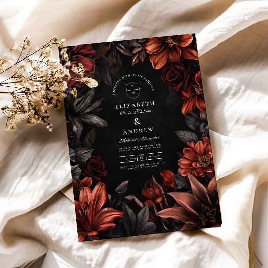 Antiek Art Nouveau Floral Wedding Kaart