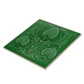 Antiek Art Nouveau Green Majolica Repro Tile Tegeltje (Zijkant)