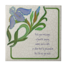 Antiek Art Nouveau Iris Repro Tile om aan te passe Tegeltje