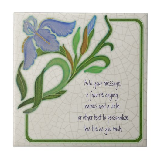 Antiek Art Nouveau Iris Repro Tile om aan te passe Tegeltje (Voorkant)