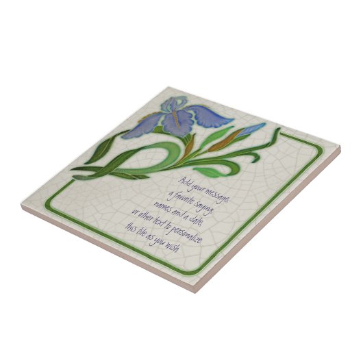Antiek Art Nouveau Iris Repro Tile om aan te passe Tegeltje (Zijkant)