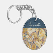 Antiek Art Nouveau stijl Fine Art Floral Painting Sleutelhanger (Voorkant Links)