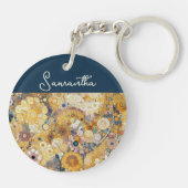 Antiek Art Nouveau stijl Fine Art Floral Painting Sleutelhanger (Achterkant)