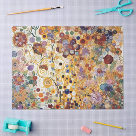 Antiek Art Nouveau stijl Fine Art Floral Painting Tissuepapier (Craft)