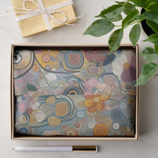 Antiek Art Nouveau stijl Fine Art Floral Painting Tissuepapier (Geschenk)