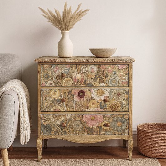 Antiek Art Nouveau stijl Fine Art Floral Painting Tissuepapier