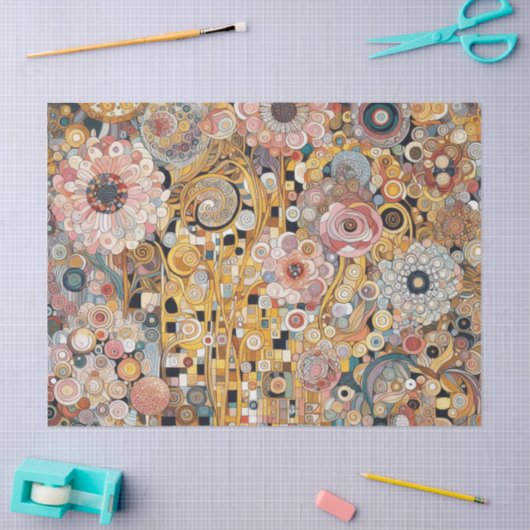 Antiek Art Nouveau stijl Fine Art Floral Painting Tissuepapier (Craft)