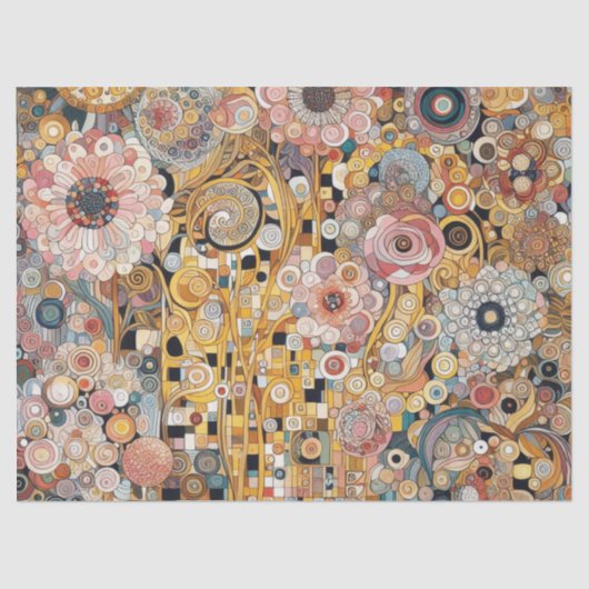 Antiek Art Nouveau stijl Fine Art Floral Painting Tissuepapier (Voorkant)
