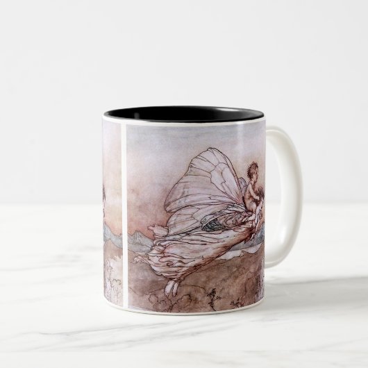 Antiek Arthur Rackham Fairy Illustratie Tweekleurige Koffiemok (Voorkant rechts)