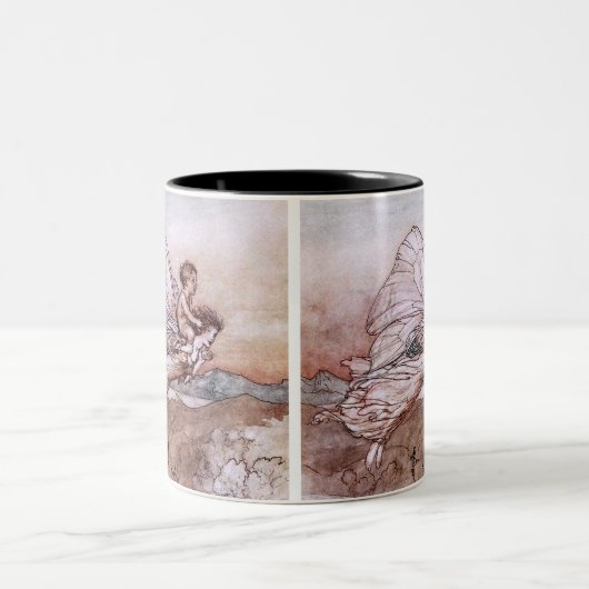 Antiek Arthur Rackham Fairy Illustratie Tweekleurige Koffiemok (Center)