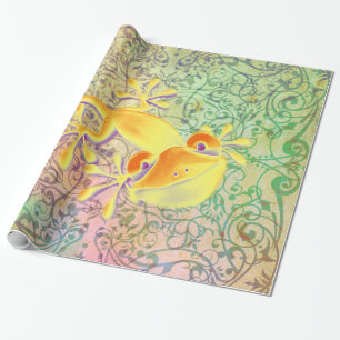 Antiek ARTs Ornament Patroon + glimlend Gecko Cadeaupapier