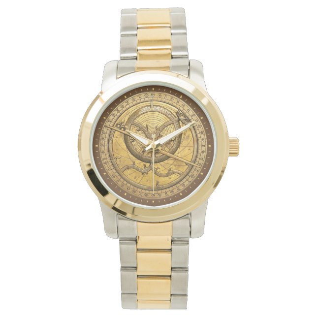 Antiek Astrolabe tweekleurig horloge (Voorkant)