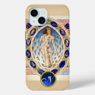 ANTIEK ASTROLOGIE, ZODIACELE SIGNALEN BLAUW GEM MO iPhone 15 CASE