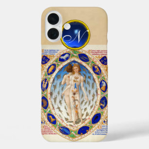 ANTIEK ASTROLOGIE, ZODIACELE SIGNALEN BLAUW GEM MO iPhone 16 PLUS HOESJE
