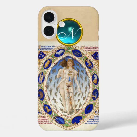 ANTIEK ASTROLOGIE, ZODIACELE SIGNALEN BLAUW GEM MO Case-Mate iPhone CASE (Achterkant)