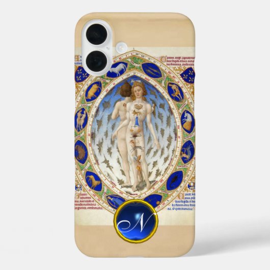 ANTIEK ASTROLOGIE, ZODIACELE SIGNALEN BLAUW GEM MO Case-Mate iPhone CASE (Achterkant)