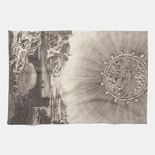 Antiek Astronomie Sky met zon door Allain Mallet Theedoek (Horizontaal)