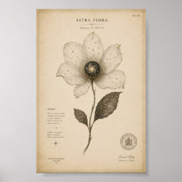 Antiek Astronomisch Bloemenschilderij aan de Muur Poster