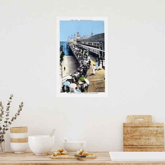 Antiek Atlantic City New Jersey Steel Pier Poster (Keuken)