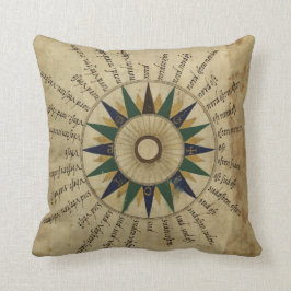 Antiek Atlas Compass Roos Kussen