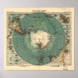 Antiek Atlas-kaart Antarctica uit 1912 Poster