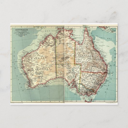 Antiek  Australisch continent - gedetailleerde kaa Briefkaart (Voorkant)