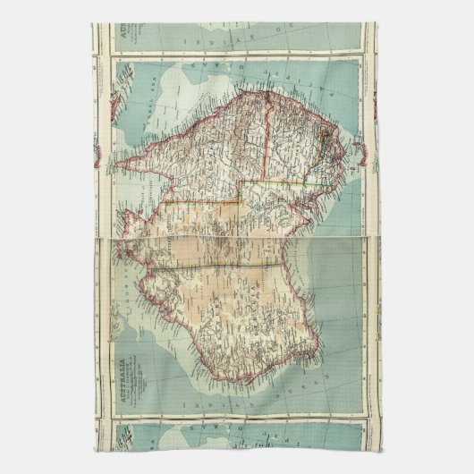 Antiek  Australisch continent - gedetailleerde kaa Theedoek (Verticaal)