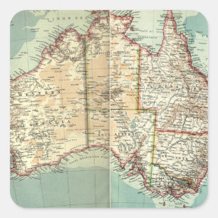 Antiek Australisch continent - gedetailleerde kaa Vierkante Sticker
