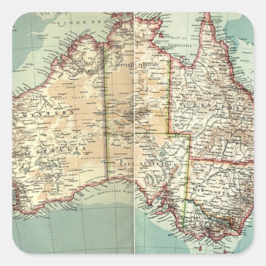 Antiek Australisch continent - gedetailleerde kaa Vierkante Sticker (Voorkant)