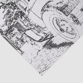 Antiek auto als schetsenpapier tissuepapier (Detail)