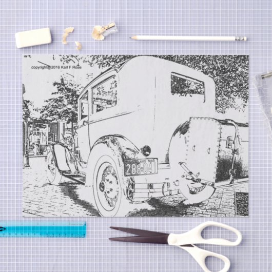 Antiek auto als schetsenpapier tissuepapier (Craft)
