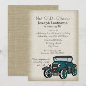 Antiek auto en Burlap  Verjaardag Kaart (Voorkant / Achterkant)