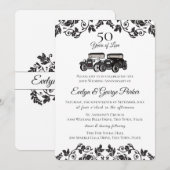 Antiek auto en Damask 50e Jubileum Kaart (Voorkant / Achterkant)