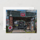 Antiek auto en pomp briefkaart (Voorkant / Achterkant)