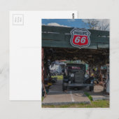 Antiek auto en pomp briefkaart (Voorkant / Achterkant)