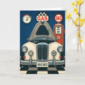 Antiek auto illustratie Blank Groet Kaart (Gele Bloem)