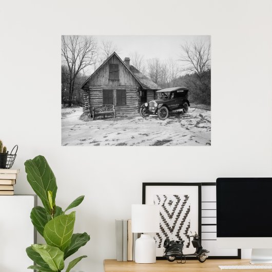Antiek auto in Rock Creek Park, jaren 20 Poster (Thuiskantoor)
