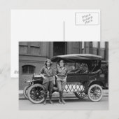 Antiek auto-meisjes, jaren 20 briefkaart (Voorkant / Achterkant)
