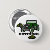Antiek auto met pensioen ronde button 5,7 cm (Voorkant /achterkant)