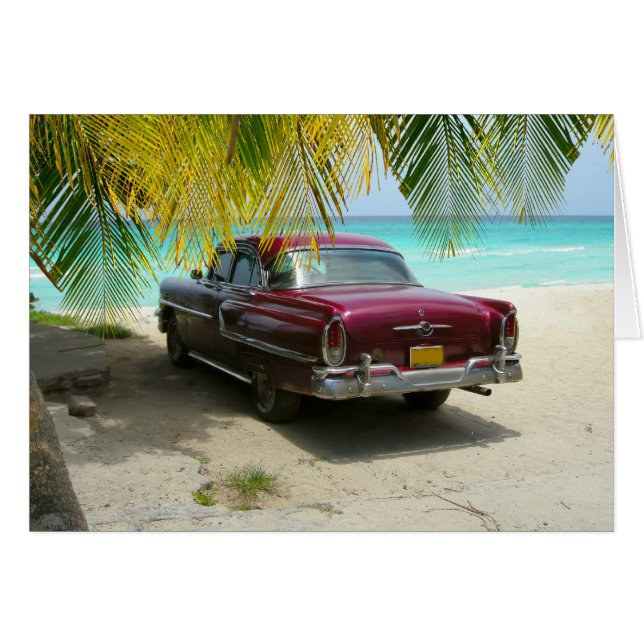 Antiek auto op het strand van Cuba (Voorkant Horizontaal)