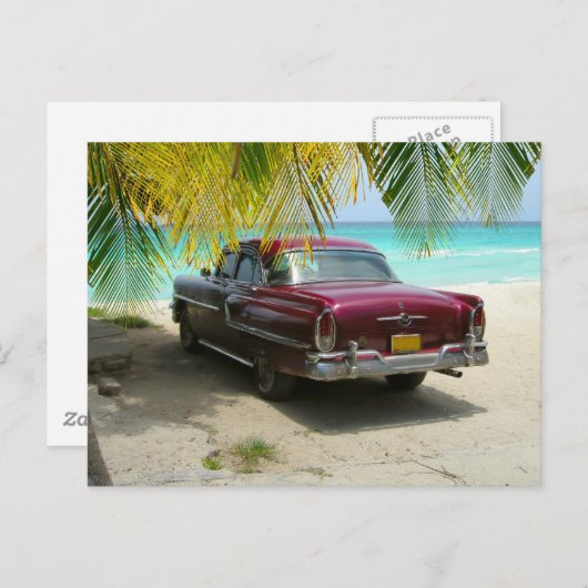 Antiek auto op het strand van Cuba Briefkaart (Voorkant / Achterkant)