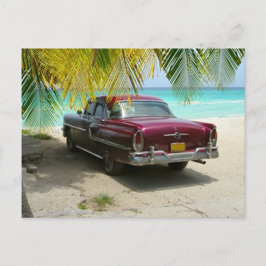 Antiek auto op het strand van Cuba Briefkaart (Voorkant)