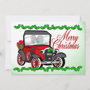 Antiek auto ouderwetse kerst flat Kaart